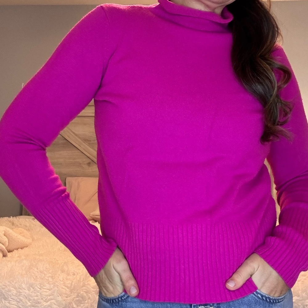 French Connection Vibrant Pink Turtleneck Sweater